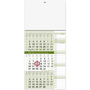 Kalendar trodjelni tromjesečni "PLANER" zeleni